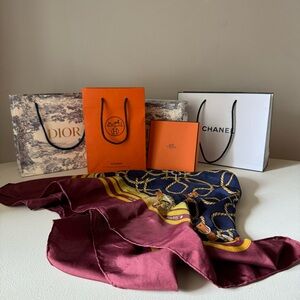 Hermès- Cordelieres Carre 90 Silk Scarf Box Bag